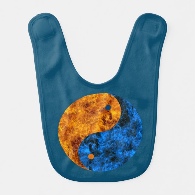 Blue Orange Fire Yin Yang Baby Bib (Front)