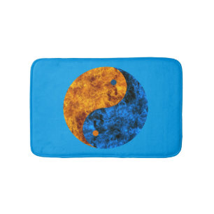 Blue Orange Fire Yin Yang Bath Mat