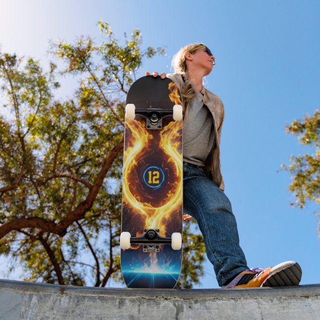 Blue Orange Flame Magic Energy Ring Sports Skateboard (Outdoor 1)