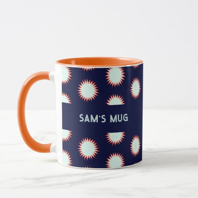 Blue & Orange Flash Add The Name Bold Loud Pattern Mug (Left)