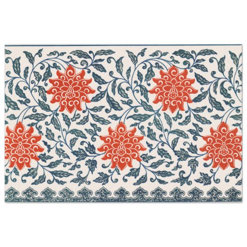 Blue  Orange floral decoupage tissue Tissue Paper