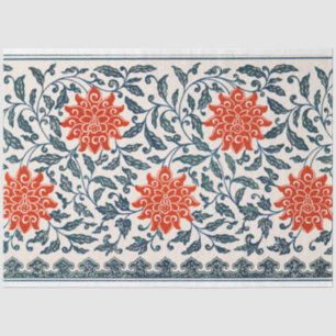 Blue & Orange floral decoupage tissue Tissue Paper