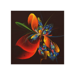Blue Orange Floral Modern Abstract Art Pattern #03