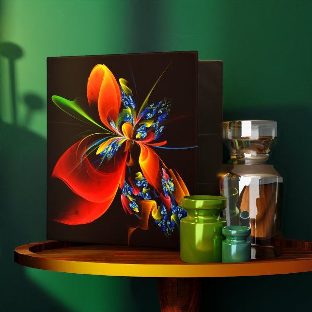 Blue Orange Floral Modern Abstract Art Pattern #03 3 Ring Binder (Blue Orange Floral Modern Abstract Art Pattern #03 3 Ring Binder)