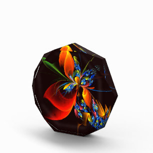 Blue Orange Floral Modern Abstract Art Pattern #03 Acrylic Award