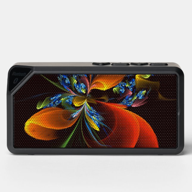 Blue Orange Floral Modern Abstract Art Pattern #03 Bluetooth Speaker (Front)