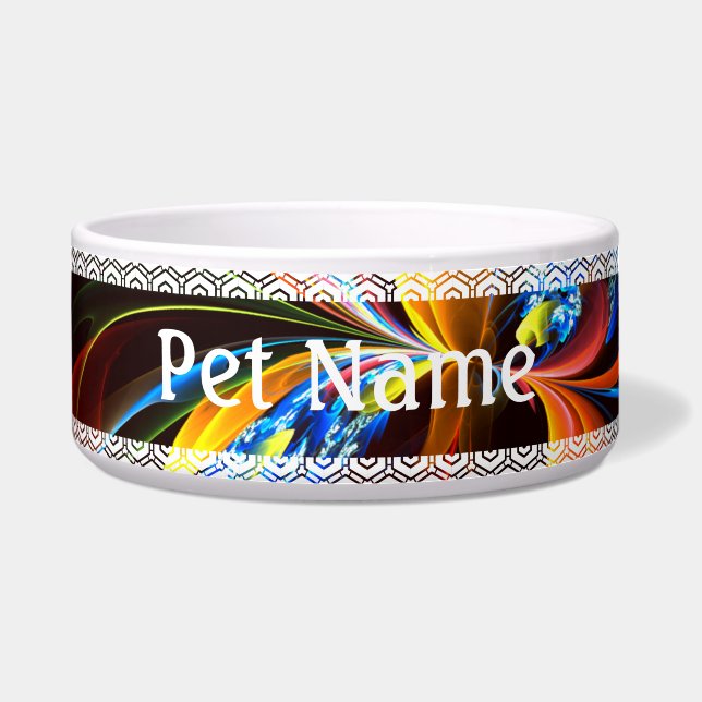 Blue Orange Floral Modern Abstract Art Pattern #03 Bowl (Front)