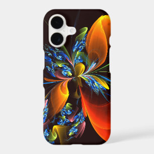Blue Orange Floral Modern Abstract Art Pattern #03 iPhone 17 Case