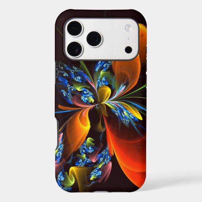 Blue Orange Floral Modern Abstract Art Pattern #03 Case-Mate iPhone Case (Back)