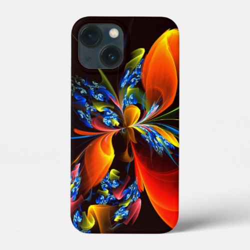 Blue Orange Floral Modern Abstract Art Pattern 03 iPhone 13 Mini Case