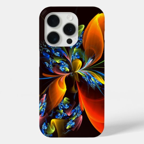Blue Orange Floral Modern Abstract Art Pattern 03 iPhone 15 Pro Case