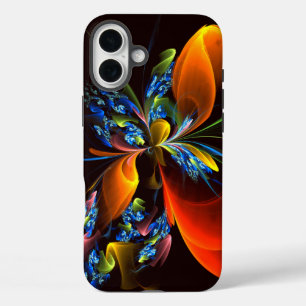 Blue Orange Floral Modern Abstract Art Pattern #03 iPhone 16 Plus Case