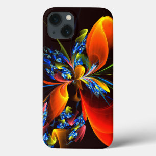 Blue Orange Floral Modern Abstract Art Pattern #03 iPhone 13 Case