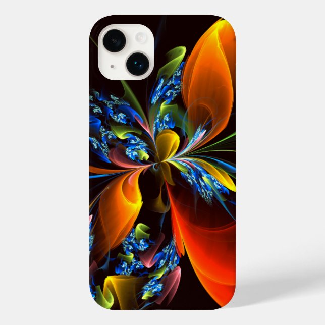 Blue Orange Floral Modern Abstract Art Pattern #03 Case-Mate iPhone Case (Back)