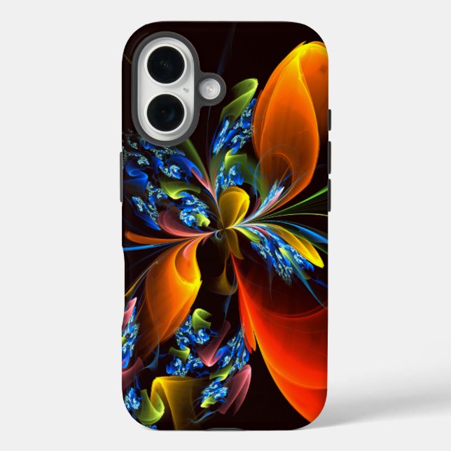 Blue Orange Floral Modern Abstract Art Pattern #03 Case-Mate iPhone Case (Back)