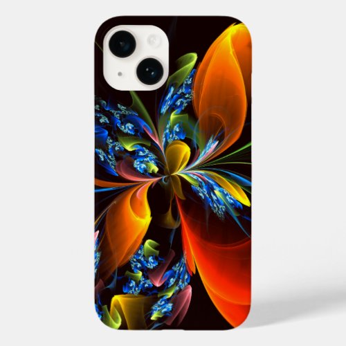 Blue Orange Floral Modern Abstract Art Pattern 03 Case_Mate iPhone 14 Case