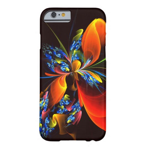 Blue Orange Floral Modern Abstract Art Pattern 03 Barely There iPhone 6 Case