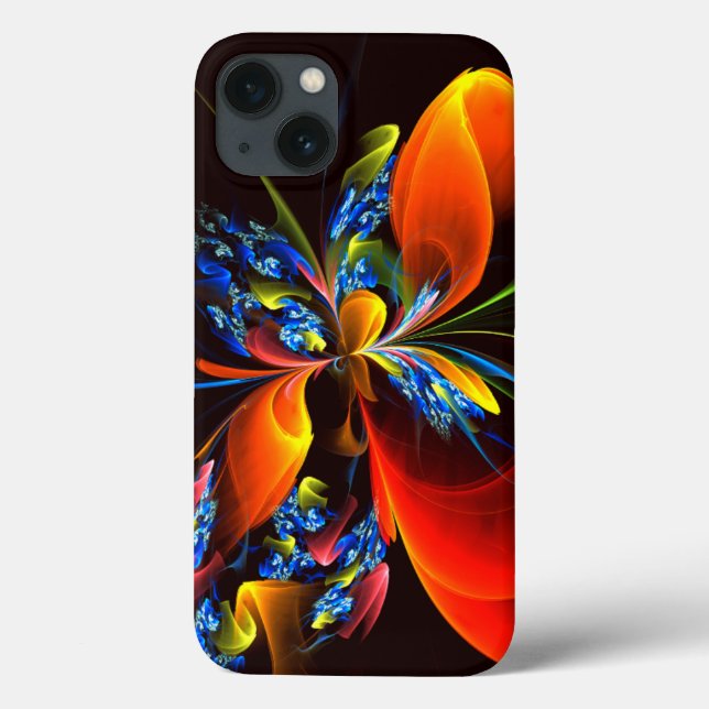 Blue Orange Floral Modern Abstract Art Pattern #03 Case-Mate iPhone Case (Back)