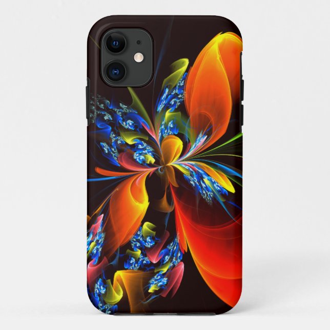 Blue Orange Floral Modern Abstract Art Pattern #03 Case-Mate iPhone Case (Back)