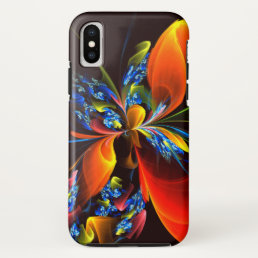 Blue Orange Floral Modern Abstract Art Pattern #03 iPhone XS Case