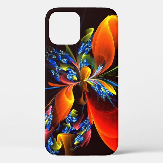 Blue Orange Floral Modern Abstract Art Pattern #03 Case-Mate iPhone Case (Back)