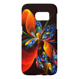 Blue Orange Floral Modern Abstract Art Pattern #03 Samsung Galaxy S7 Case