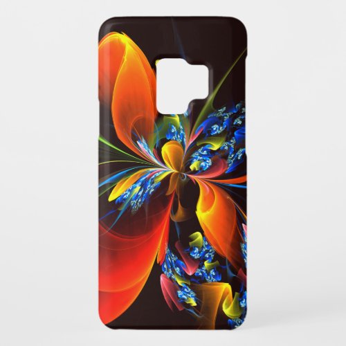Blue Orange Floral Modern Abstract Art Pattern 03 Case_Mate Samsung Galaxy S9 Case