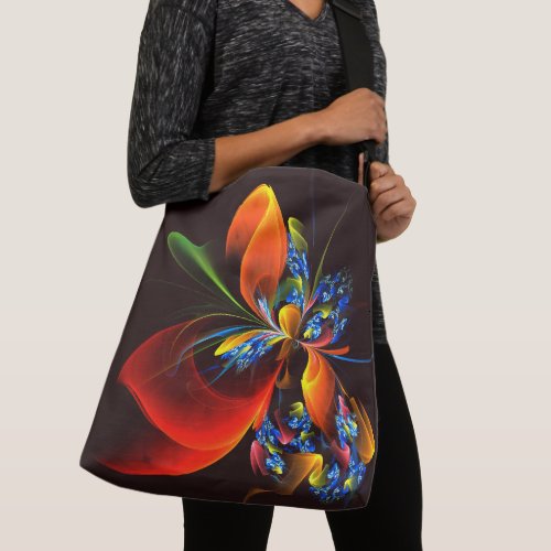 Blue Orange Floral Modern Abstract Art Pattern 03 Crossbody Bag