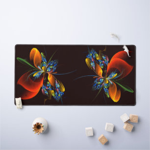 Blue Orange Floral Modern Abstract Art Pattern #03 Desk Mat