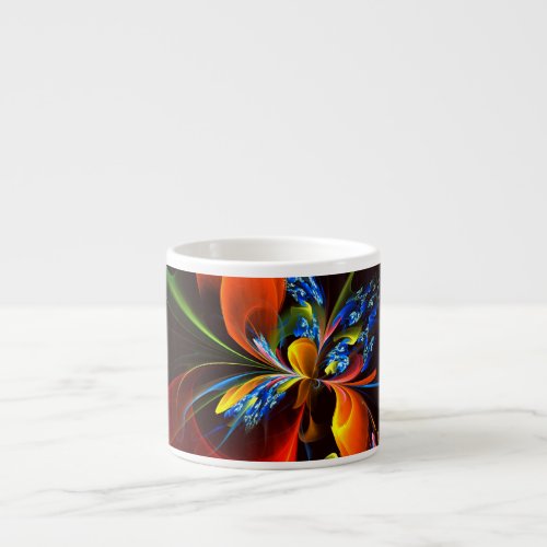 Blue Orange Floral Modern Abstract Art Pattern 03 Espresso Cup