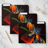 Blue Orange Floral Modern Abstract Art Pattern #03