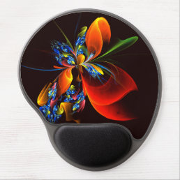 Blue Orange Floral Modern Abstract Art Pattern #03 Gel Mouse Pad