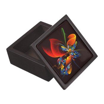 Blue Orange Floral Modern Abstract Art Pattern #03 Gift Box by OniArts at Zazzle