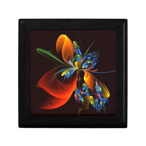 Blue Orange Floral Modern Abstract Art Pattern 03 Gift Box