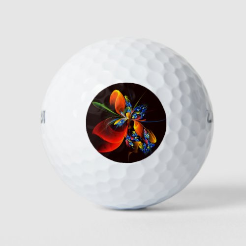 Blue Orange Floral Modern Abstract Art Pattern 03 Golf Balls