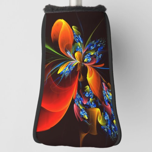 Blue Orange Floral Modern Abstract Art Pattern 03 Golf Head Cover