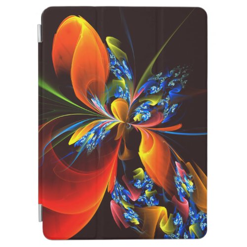Blue Orange Floral Modern Abstract Art Pattern 03 iPad Air Cover