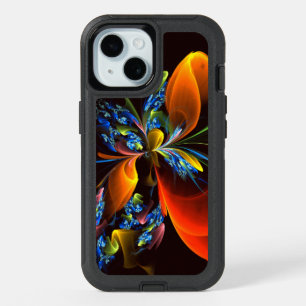 Blue Orange Floral Modern Abstract Art Pattern #03 iPhone 15 Case