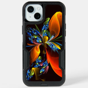 Blue Orange Floral Modern Abstract Art Pattern #03 iPhone 15 Plus Case