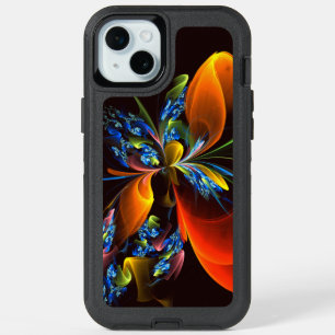 Blue Orange Floral Modern Abstract Art Pattern #03 iPhone 15 Plus Case