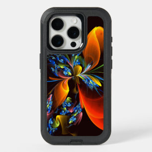 Blue Orange Floral Modern Abstract Art Pattern #03 iPhone 15 Pro Case