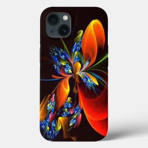 Blue Orange Floral Modern Abstract Art Pattern #03 iPhone 13 Case