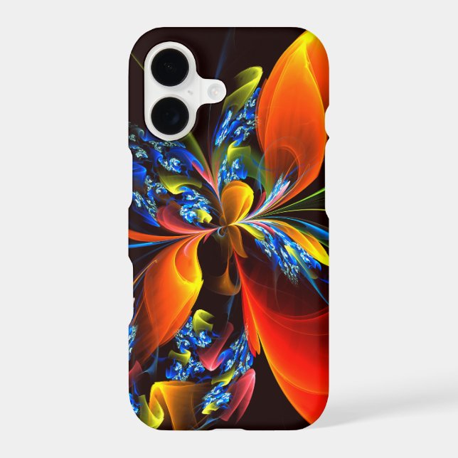 Blue Orange Floral Modern Abstract Art Pattern #03 iPhone Case (Back)
