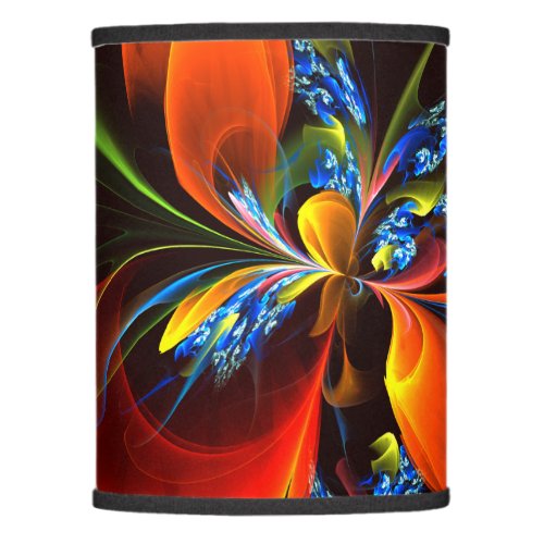 Blue Orange Floral Modern Abstract Art Pattern 03 Lamp Shade