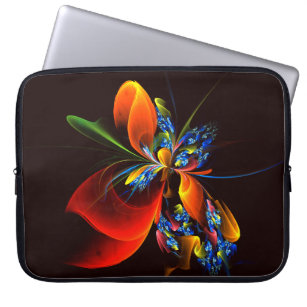 Blue Orange Floral Modern Abstract Art Pattern #03 Laptop Sleeve
