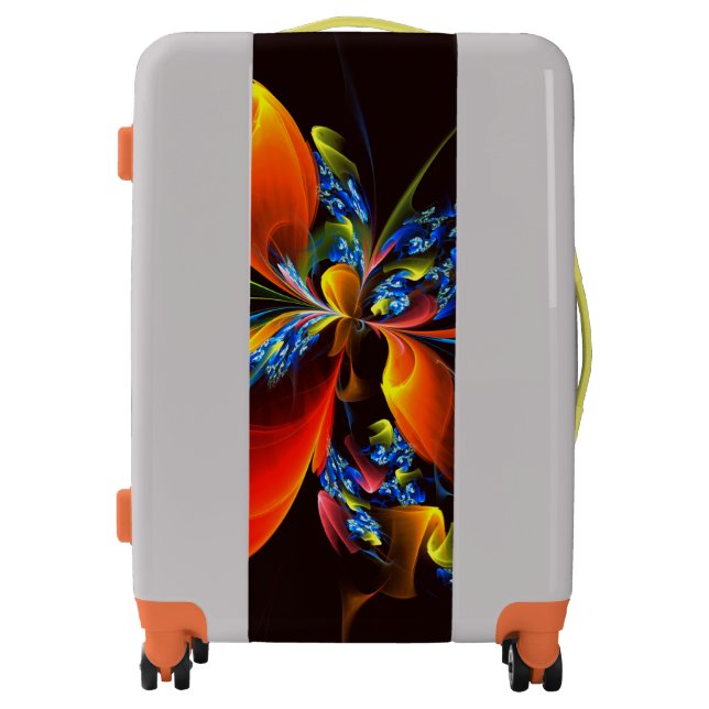 Blue Orange Floral Modern Abstract Art Pattern #03 Luggage (Front)