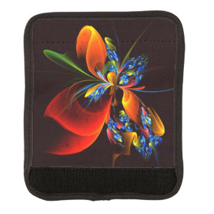 Blue Orange Floral Modern Abstract Art Pattern #03 Luggage Handle Wrap
