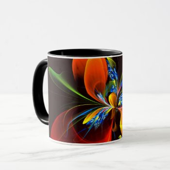 Blue Orange Floral Modern Abstract Art Pattern #03 Mug by OniArts at Zazzle