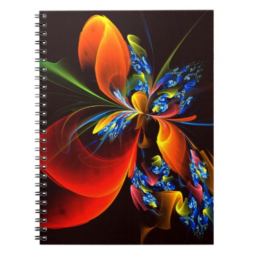 Blue Orange Floral Modern Abstract Art Pattern 03 Notebook
