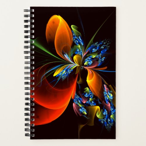 Blue Orange Floral Modern Abstract Art Pattern 03 Notebook